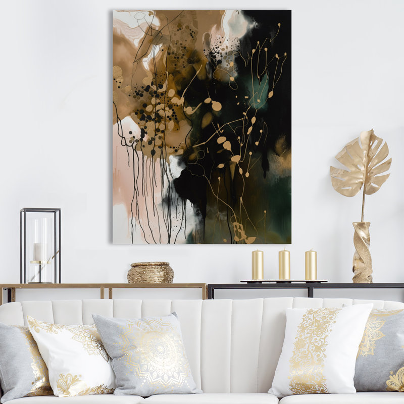 Chaos noir II - art mural abstrait sur toile, L 12 po x H 20 po, Toile tendue