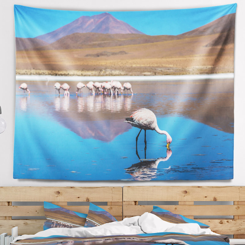 flamant roses en bolivie paysage belle tapisserie, H 50 po x l 60 po