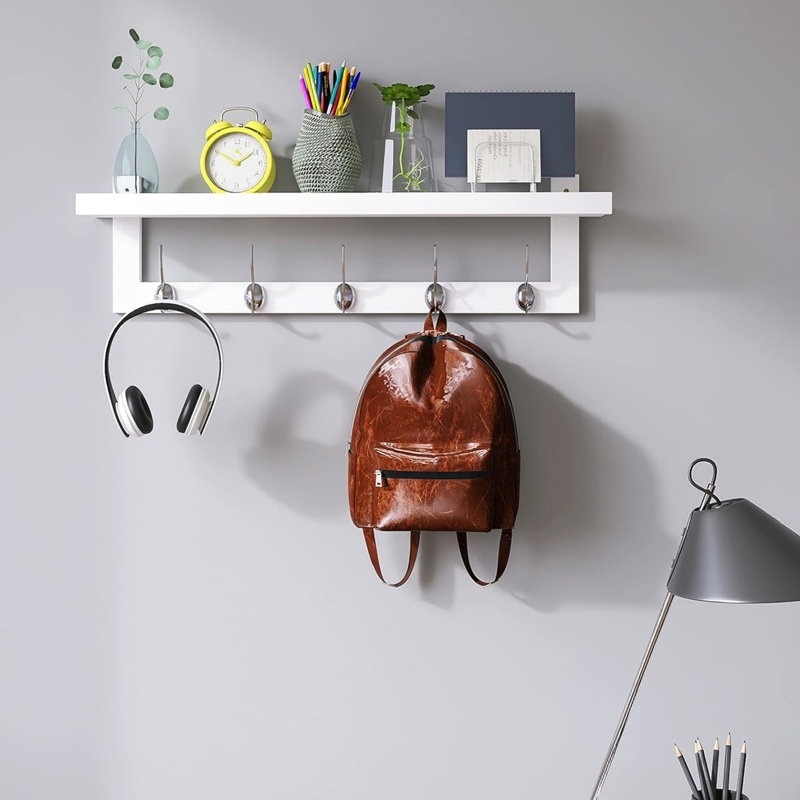 Portemanteaux mural Bamboo, Blanc / argenté