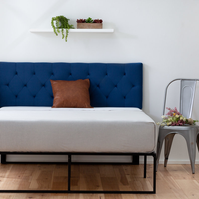 Gatlin Velvet Upholstered Headboard, Queen, Navy Velvet