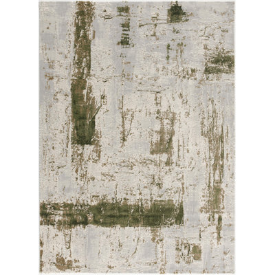 Rug Branch Silvan 2' x 4' (2'3" x 4') Green/Beige Abstract Indoor Doormat Rug, Contemporary, Medium Pile, Stain-Resistant Entry Carpet - Front Door, Mudroom, Hallway and Kitchen
