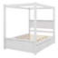 A Full-Sized Wooden Canopy Bed Equipped With 2 Drawers And Trundle