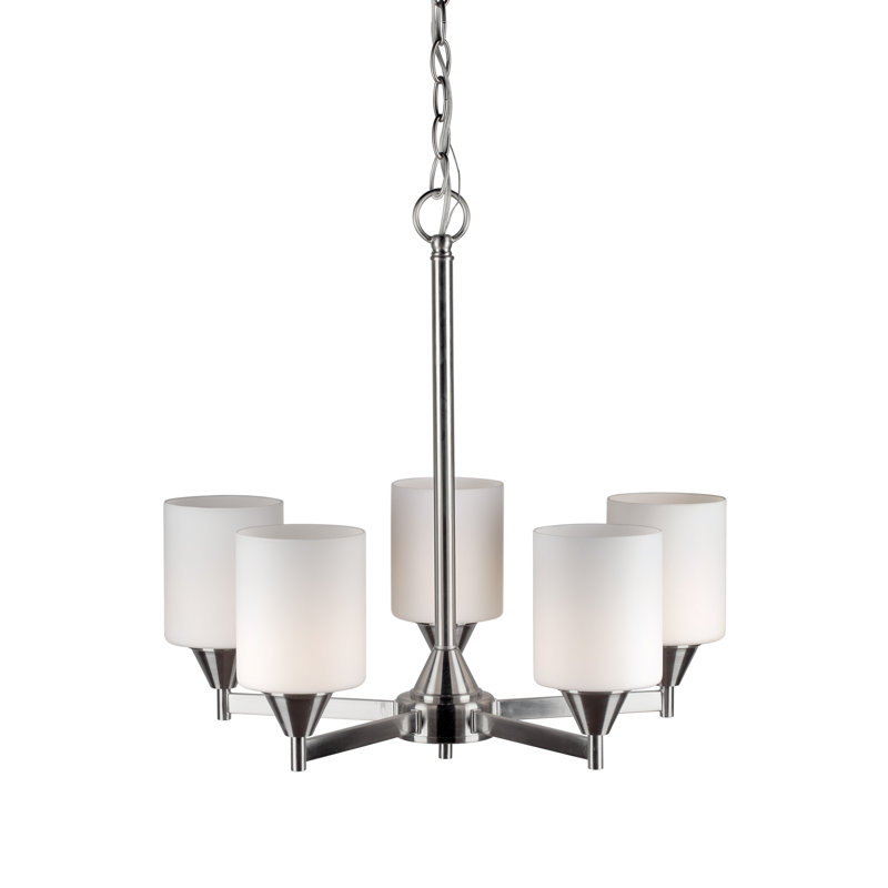 Lustre sphère à 5 lumières ombrées Burchell, Nickel brossé