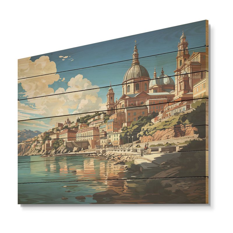 Capri Italy Landscape Coastal Dream IV - Italy Landscape On Wood Print, 10" H x 20" W x 0.78" D