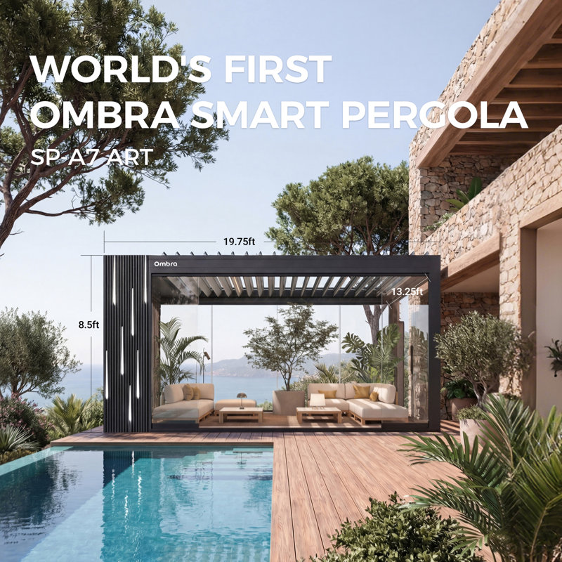 Ombra Smart Pergola A7 Art, 102.4" H x 157.5" W x 236.22" D
