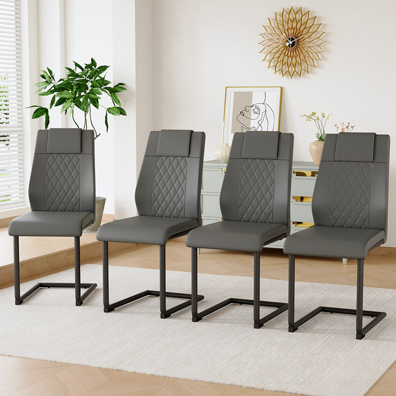 Chaises de salle à manger modernes, 4, Gris foncé, Noir