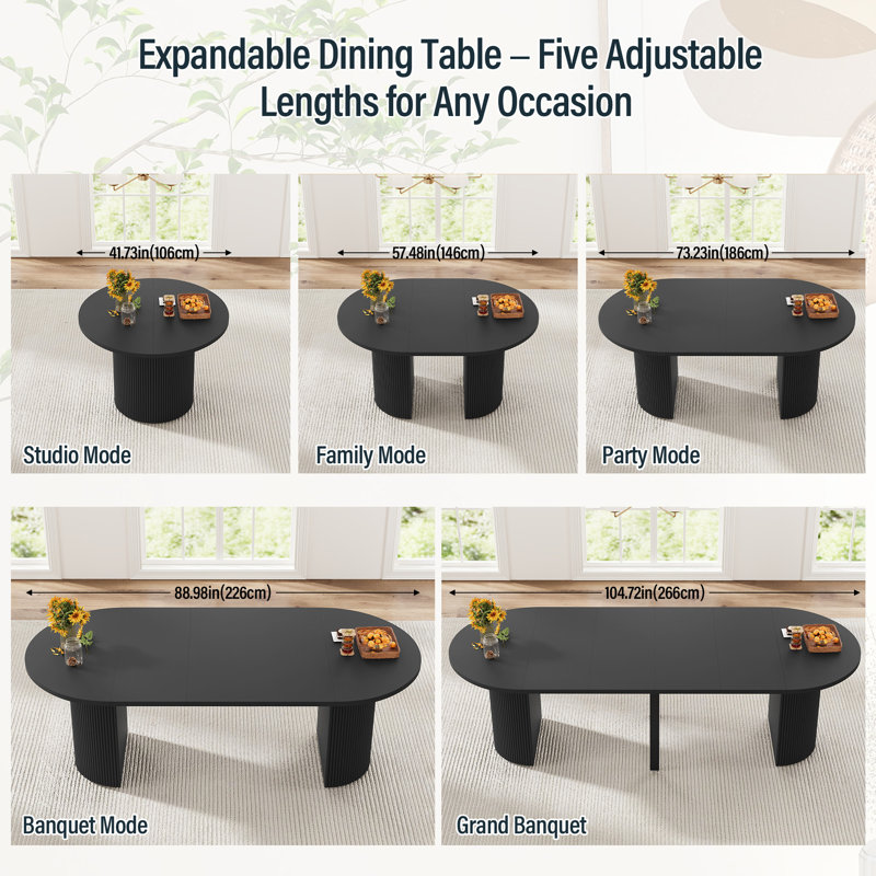 Table de salle à manger extensible, Black