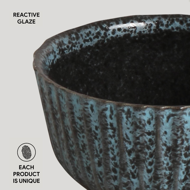 Grès céramique 5,75 oz Night Sky Linhas Ramekin - Va au micro-ondes, au four et au lave-vaisselle, par Porto Brasil