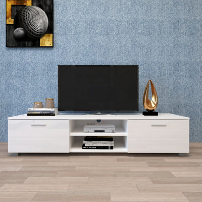 70 inch TV Stand, Media Console, 2 Storage Cabinet with Open Shelves -  Latitude Run®, B563092A019D4CFAB6C4960718663B14