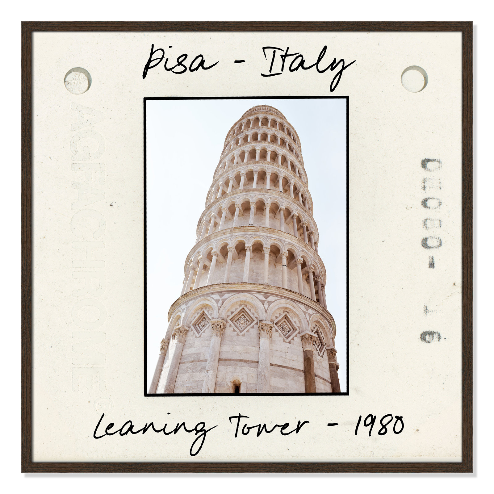 Ritona "Pisa, Italy - Leaning Tower" Print, Walnut Single Picture Framed Paper, 32" H x 32" W x 0.75" D