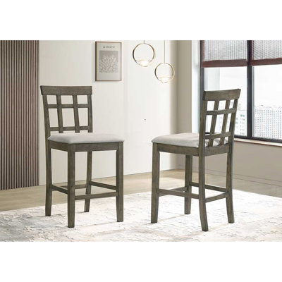 Chaises de salle à manger à hauteur de comptoir Cool Grey Cool avec sièges rembourrés et dossier à lattes - 2 pièces pour salle de lavage