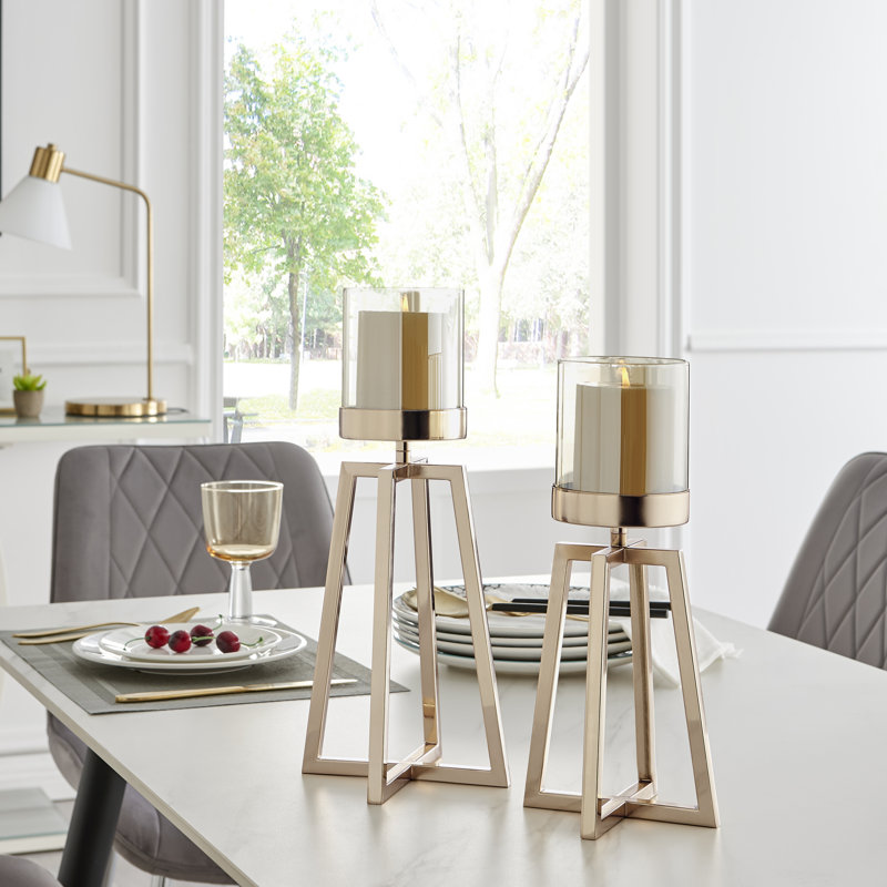2 Piece Metal Tabletop Hurricane Set