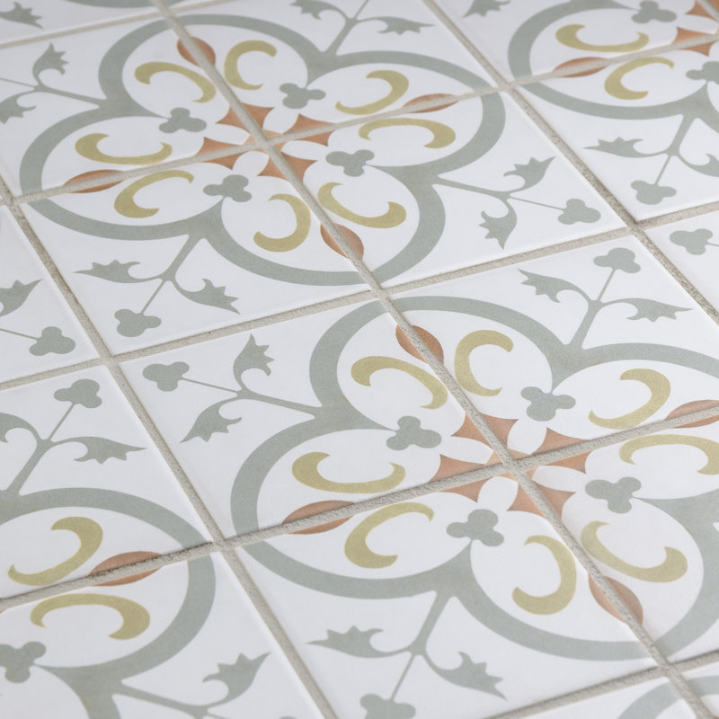 Merola Tile Revival 4" x 4" Ceramic Patterned Wall & Floor Tile