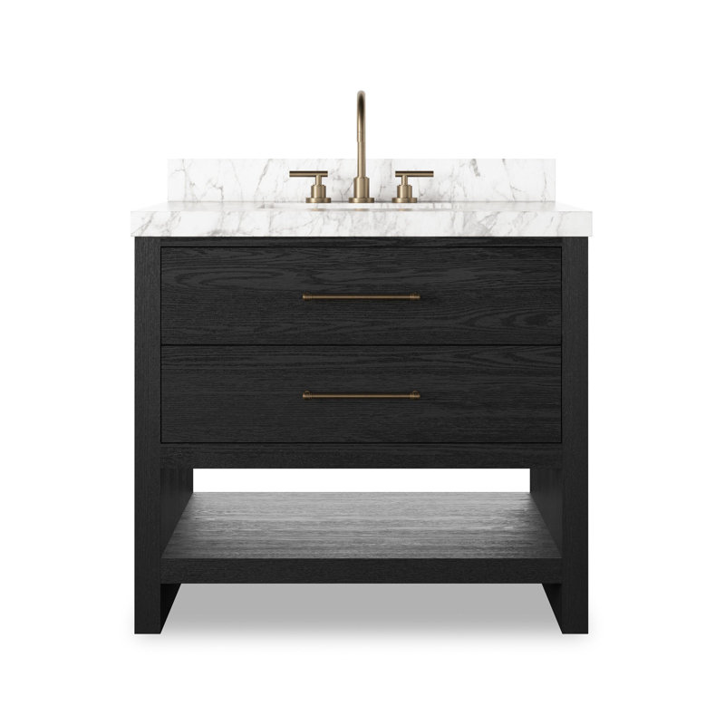 Anthem Single Vanity-Carrara Marble, Black
