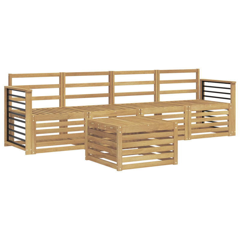  Outdoor Sofa Set 5 Pcs Solid Acacia Wood Sectional Garden Furniture