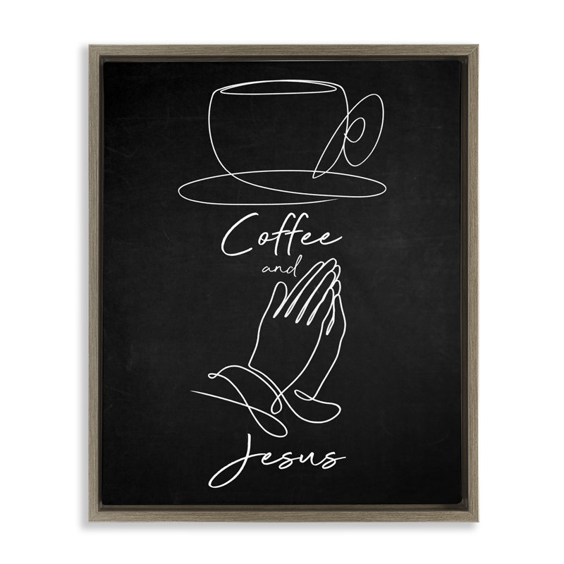Cadre flottant Coffee & Jesus Prayer, design par Marcus Prime, H 21 po x l 17 po, Cadre flottant orme Montalcino