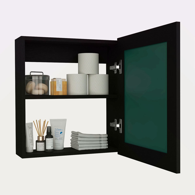 Medicine Cabinet With Mirror Door 20.5" High Cabinet Organizer With Two Interior Shelves For Bathroom, Kitchen, Mudroom