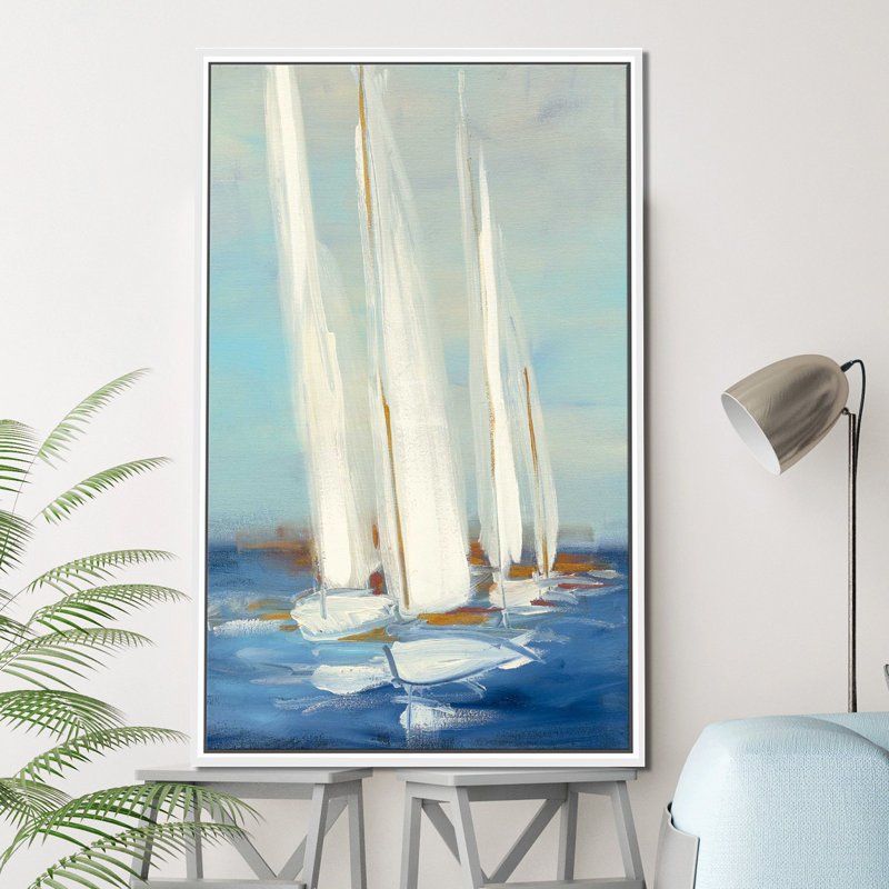 " Summer Regatta II " by Julia Purinton, 33.5" H x 21.5" W x 2" D, White Floater Frame