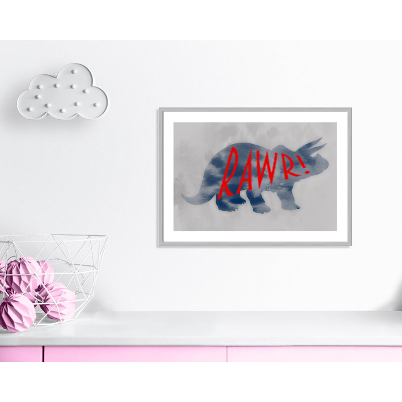 Dino Rawr Art, H 24,5 po x l 34,5 po x P 1,18 po, Encadré de boîte argent