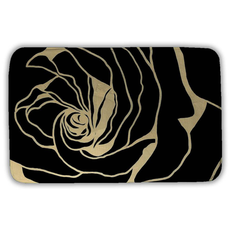 Silhouette of a rose Bath Mat with Non-Slip Backing - Quick Dry Memory Foam Bathroom Rug - Absorbent - Modern Plush Spa-Style - Machine Washable