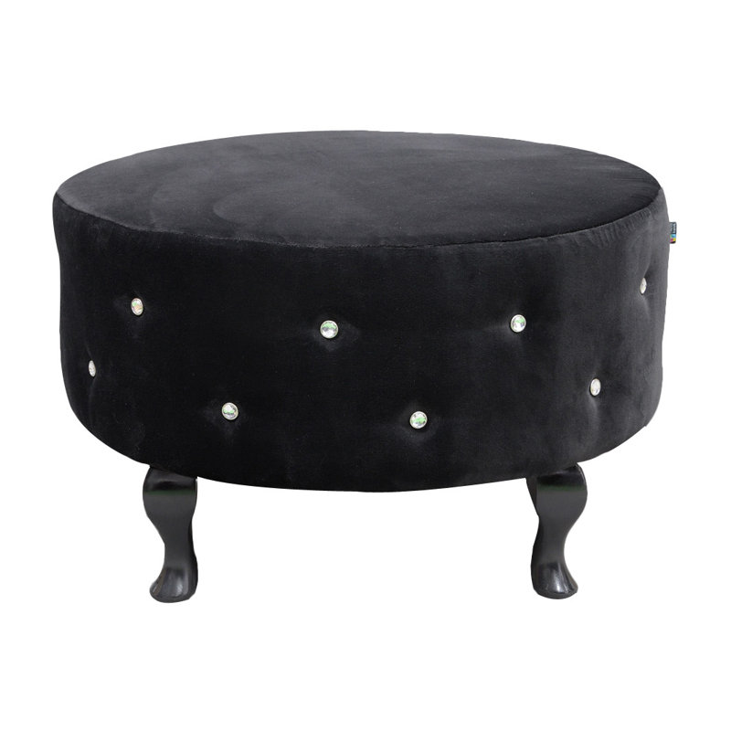 Gondola 60cm Wide Tufted Round Cocktail Ottoman, Black