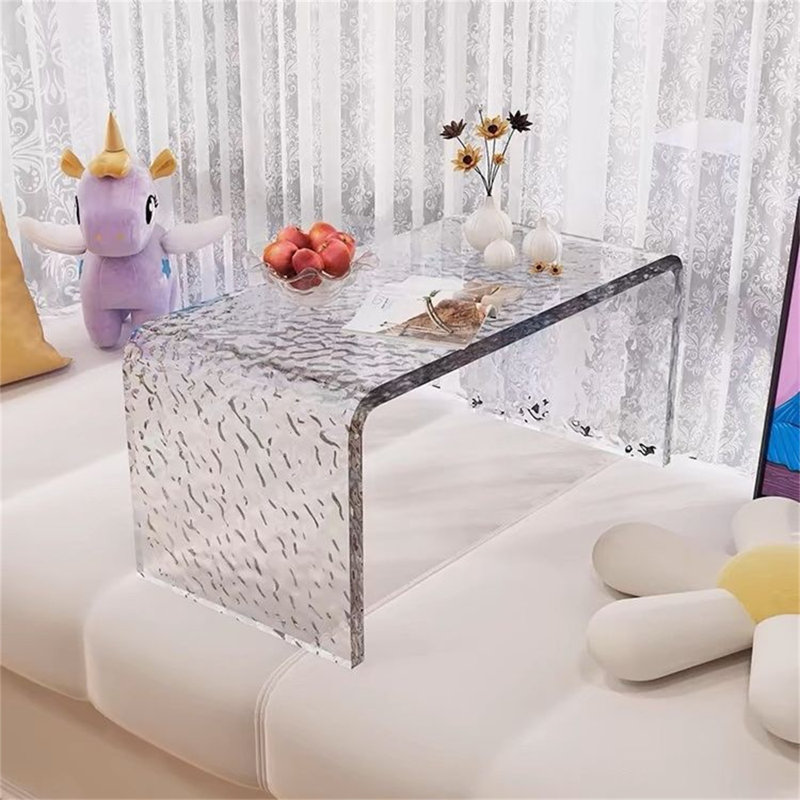 Wave Pattern Acrylic Bedside Table, Multipurpose Accent Table for Living Room, Bedroom, Balcony, 60x30x30cm