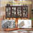 Eyisean 59" LED Curio Cabinet with 7 Color Lights, Vintage Glass Display Case with Glass Doors, Smartphone-Controlled, Short Wooden China Cabinet with Adjustable Shelves for Living Room, Entryway-1298126222