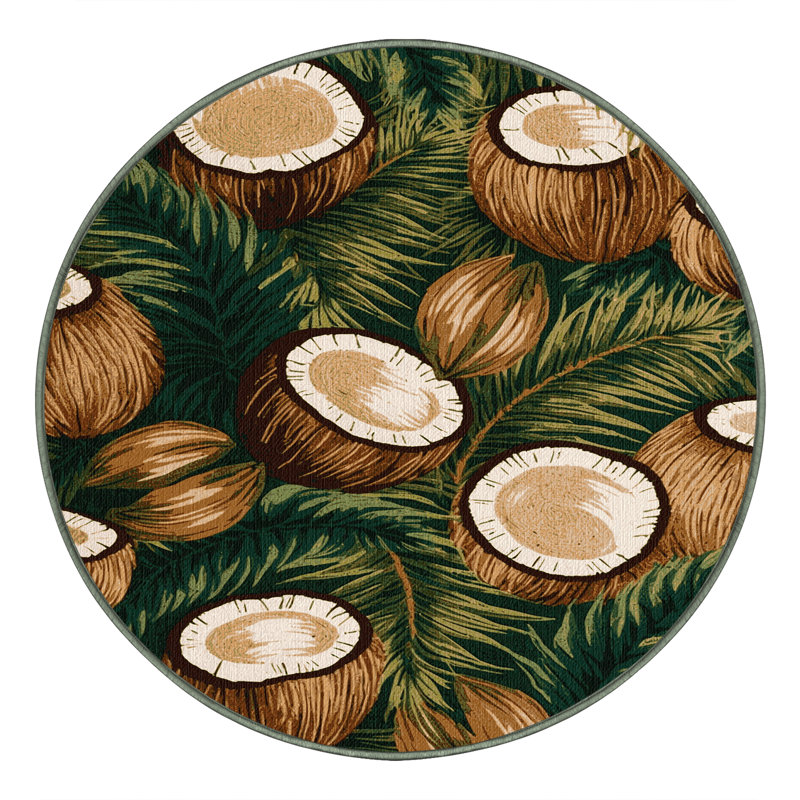  Washable Coconut Fruits Area Rug, Rond 4 pi