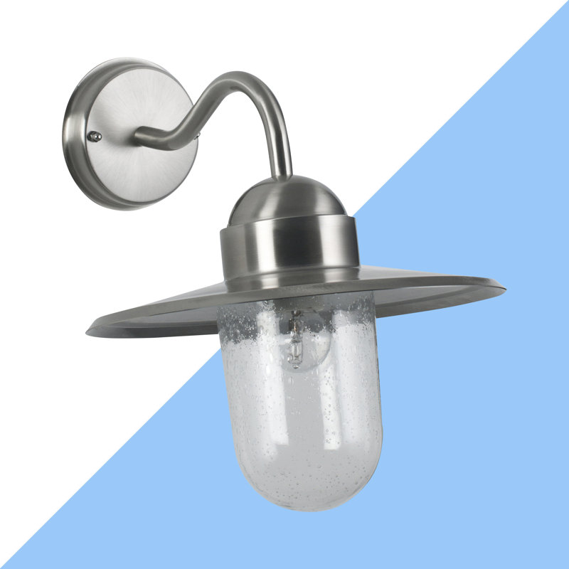 Henrieke 30.3cm H Seeded Glass Outdoor Barn Light, Silver