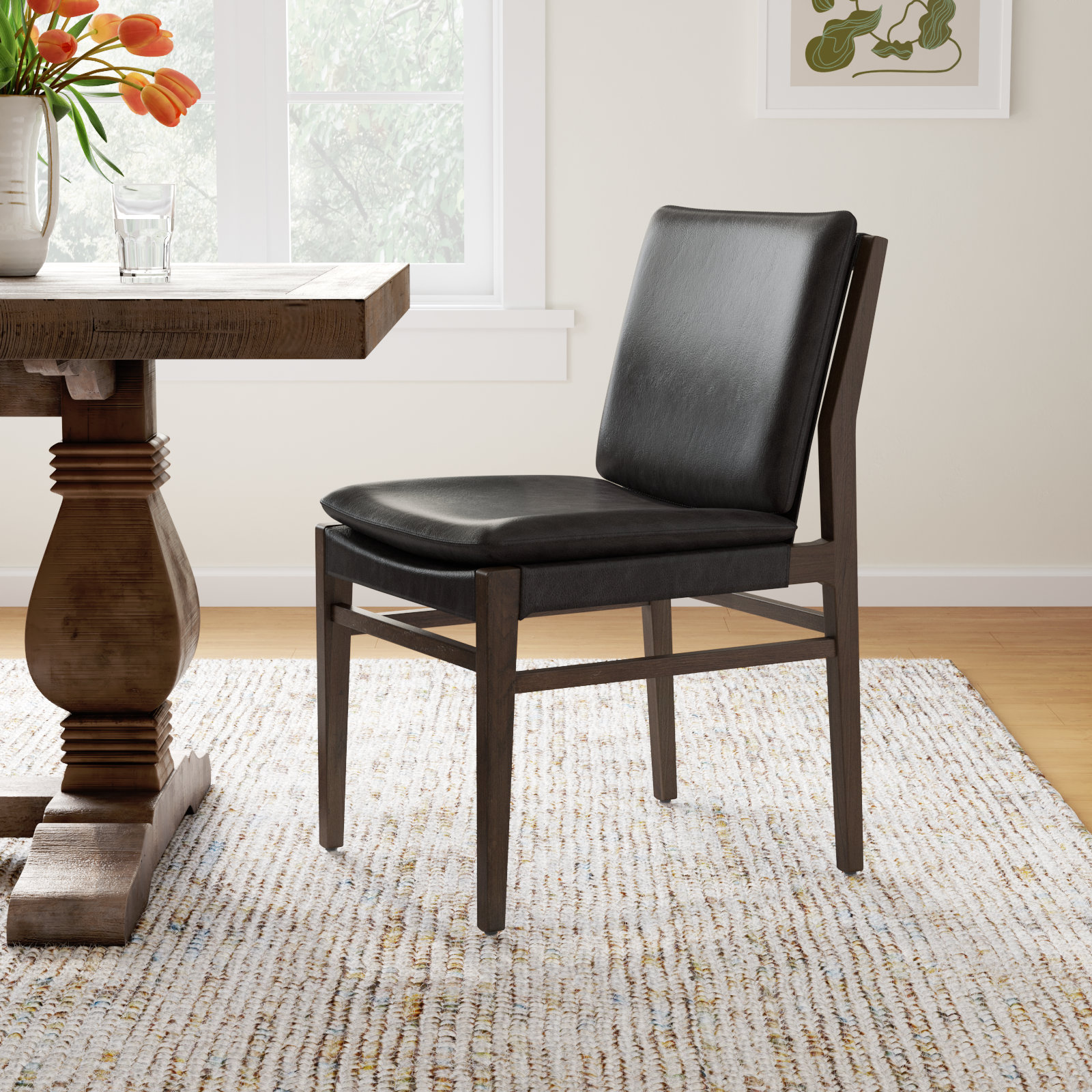 Wilson Leather Side Chair in Sonoma Black