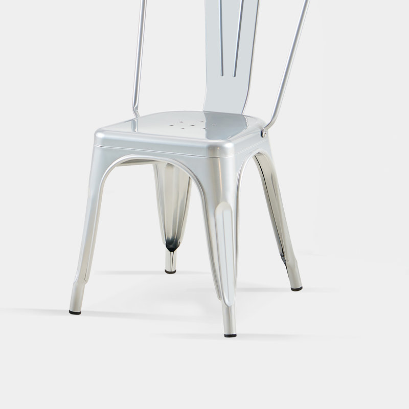 Kalya 18'' H Metal Stacking Side Chair, 2, Silver
