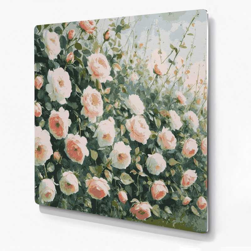 «Farm Country Rose Sprays», art mural en métal beige, H 32 po x l 32 po
