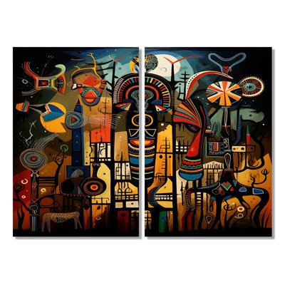 Abstract Sub-Saharan Landscape - Red Canvas Prints