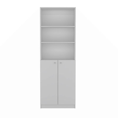 Home 2-Door Bookcase,  Storage Unit With Dual Doors And Multi-Tier Shelves - -Office