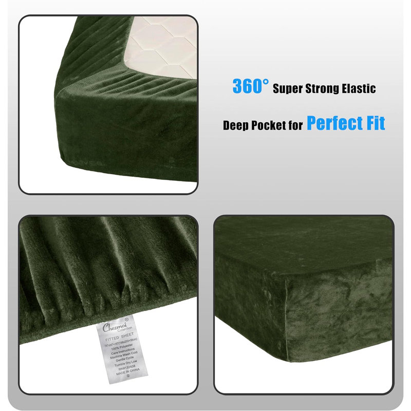 Twin Olive Flannel Deep Pocket Sheet Set