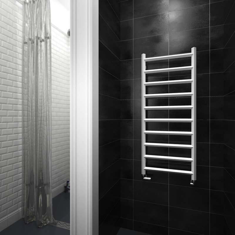 Crystal Heated Towel Rail, 120 cm H x 50 cm W x 8.3 cm D, White