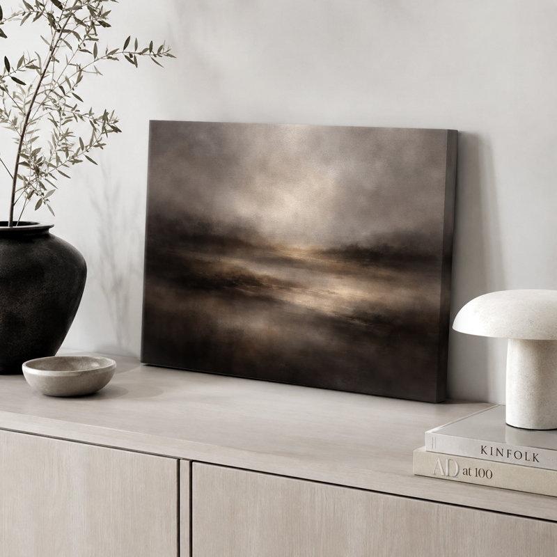 Abstrait, horizon neutre neutre, œuvre d'art sur toile encadrée, impression de giclée sur toile encadrée, Toile tendue