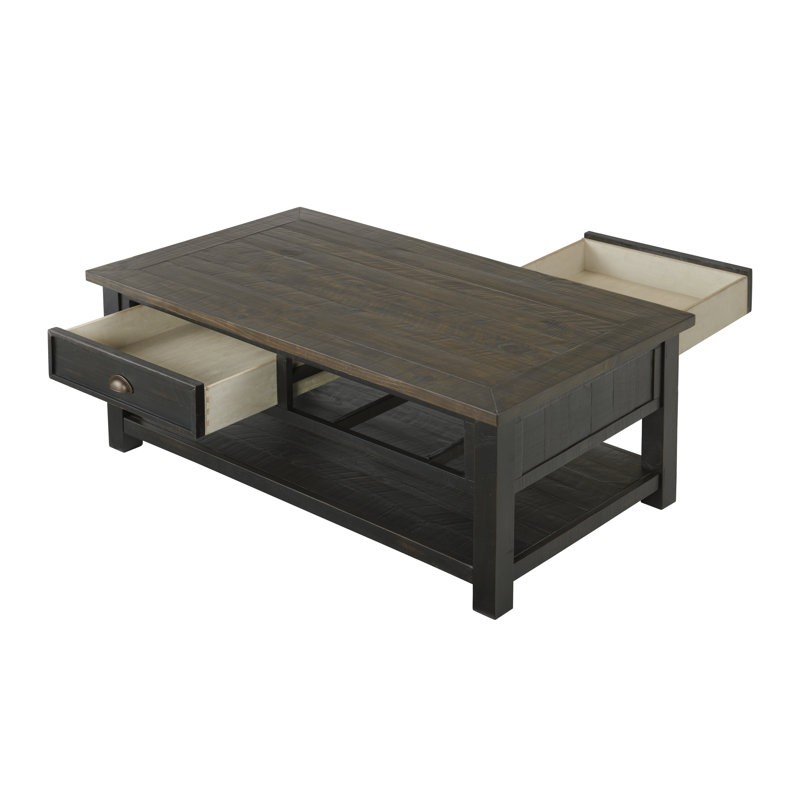 Holliman Solid Wood Single Coffee Table, Black/Brown