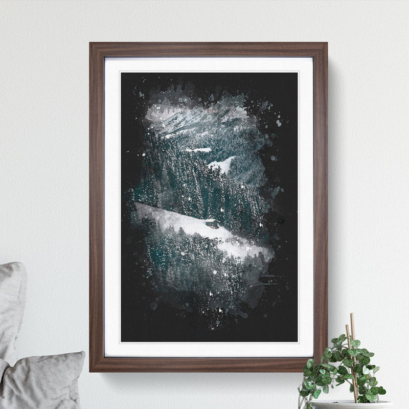 Winter Forest Vol.10 Paint Splash - Picture Frame Graphic Art, 90cm H x 65cm W x 2cm D, Walnut