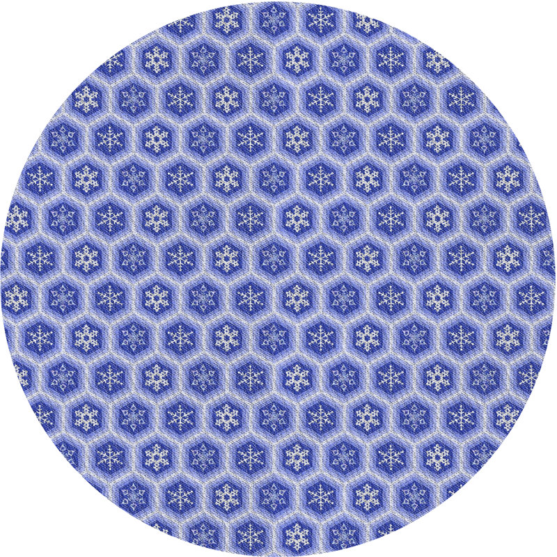 Bleu géométrique Tapis décoratif, Rond 6 pi