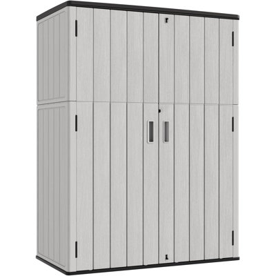 PawsomePad 4.3x5.8 ft. Vertical Resin Outdoor Storage Shed for Patio Furniture and Tools, Gray