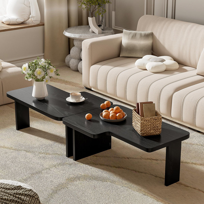 Ensemble de table basse moderne et minimaliste, table basse rectangulaire avec motif d'épissage, table de combinaison multifonctionnelle
