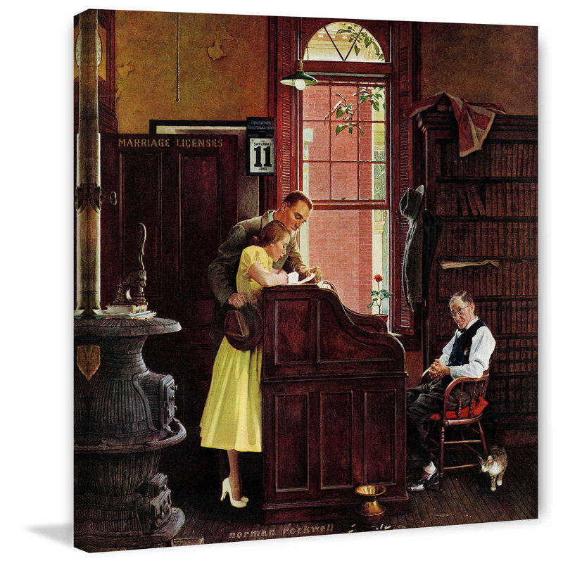 Marriage License by Norman Rockwell - Wrapped Canvas Print, 46 cm H x 46 cm W