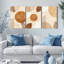 Toile abstraite abstraite, feuilles tropicales et cercles géométriques, style bohème moderne (ensemble de 3)-2058132662