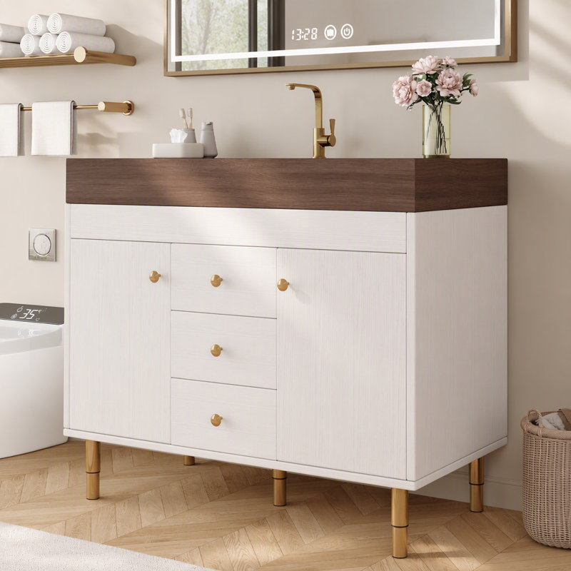 Meuble-lavabo autoportant 36 po avec lavabo en céramique et beaucoup de rangement 36 po