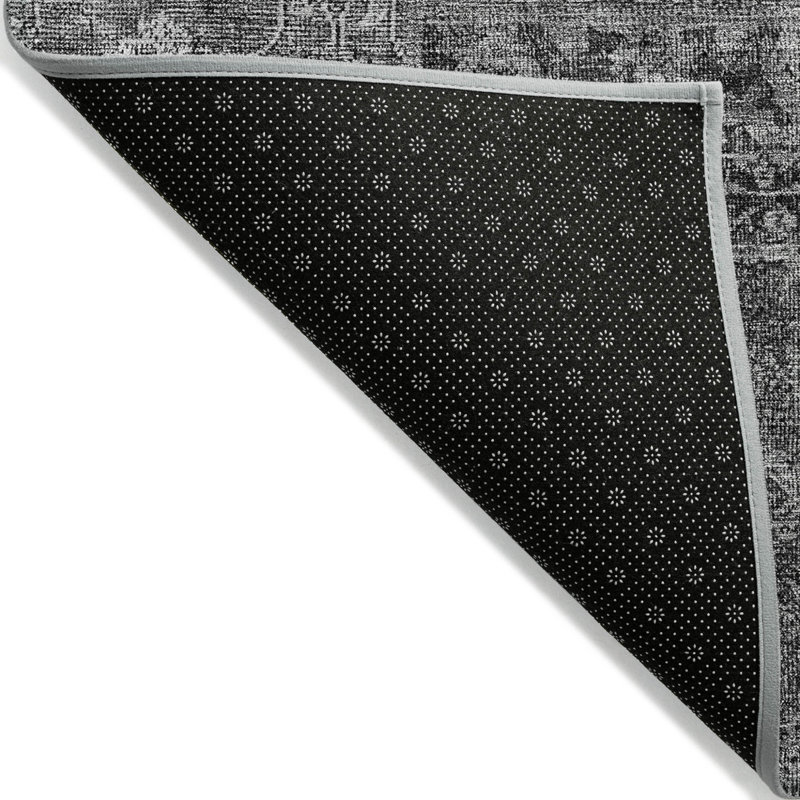 Tapis extérieur lavable gris anthracite et argent 5 pi x 8 pi Patchwork