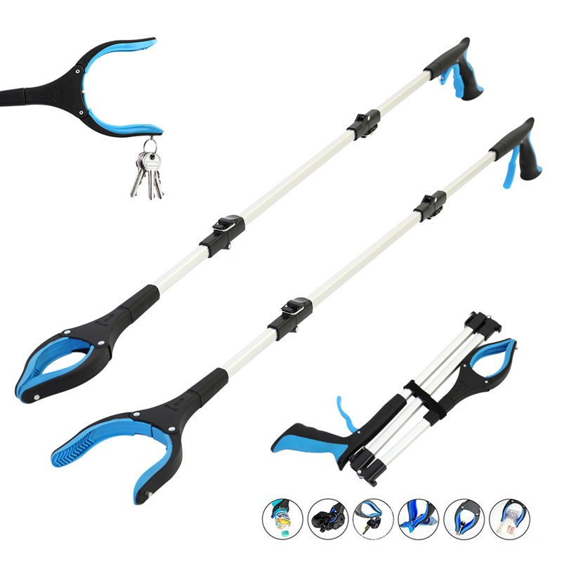 BAOKALER 3 pince à ordures pliante bleue 110 cm en deux