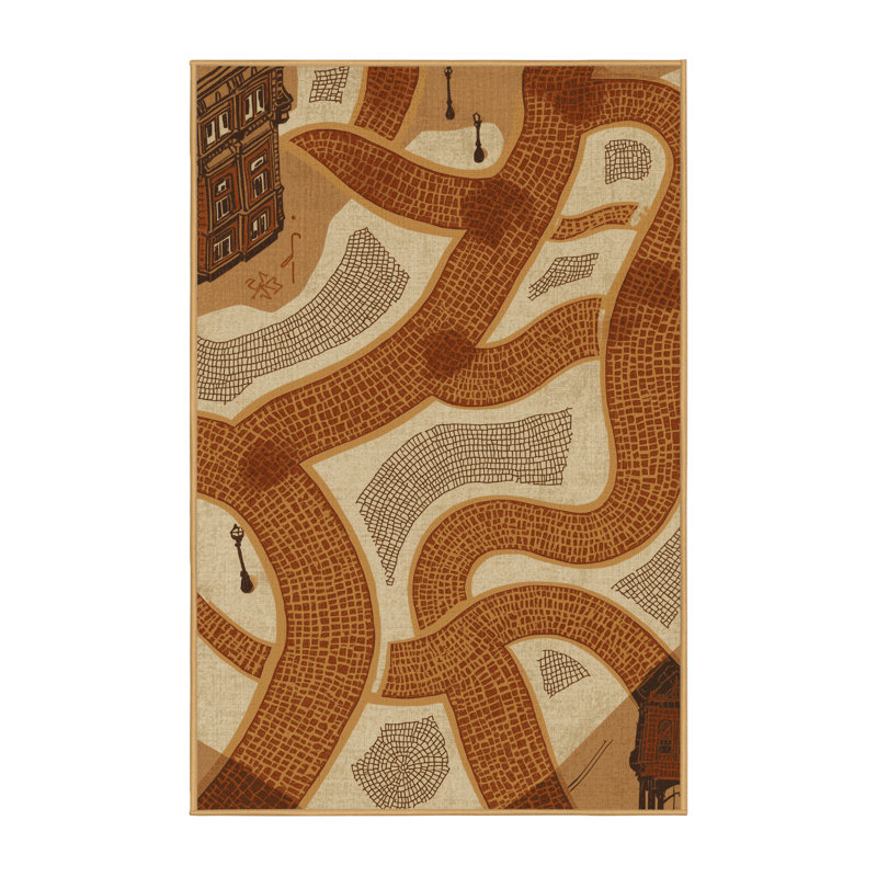 Soft Plush Beecher Montreal Old Port Vintage Vintage Look Area Rug in Brown – LightBrown Binding, 2x4