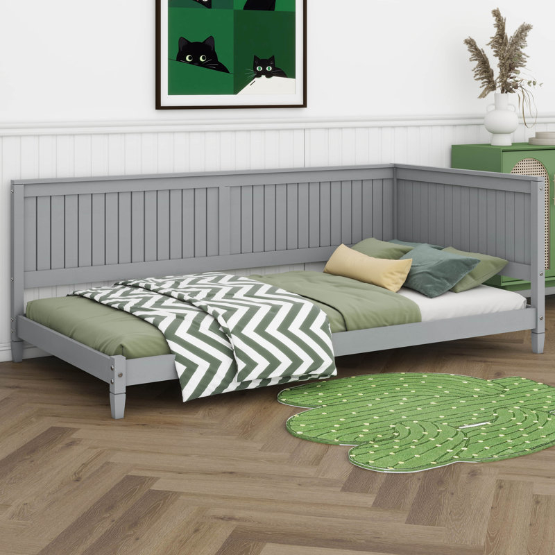 Ingus Wood Mid-Century Modern Daybed, Gray, Twin