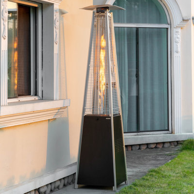 Outdoor 48,000 BTU Pyramid Propane Gas Patio Heater with Wheels, Removable Iron Heater for Garden and Backyard,  Black